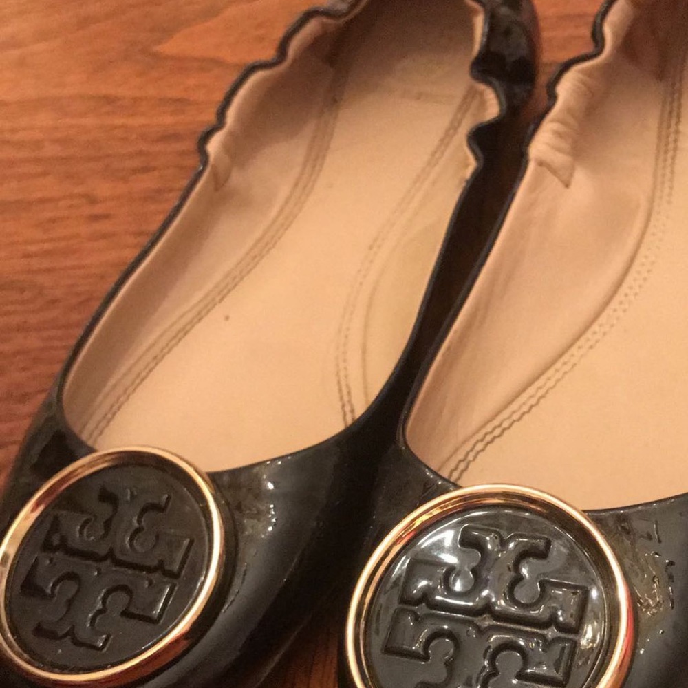 Tory Burch black patent flats size 7